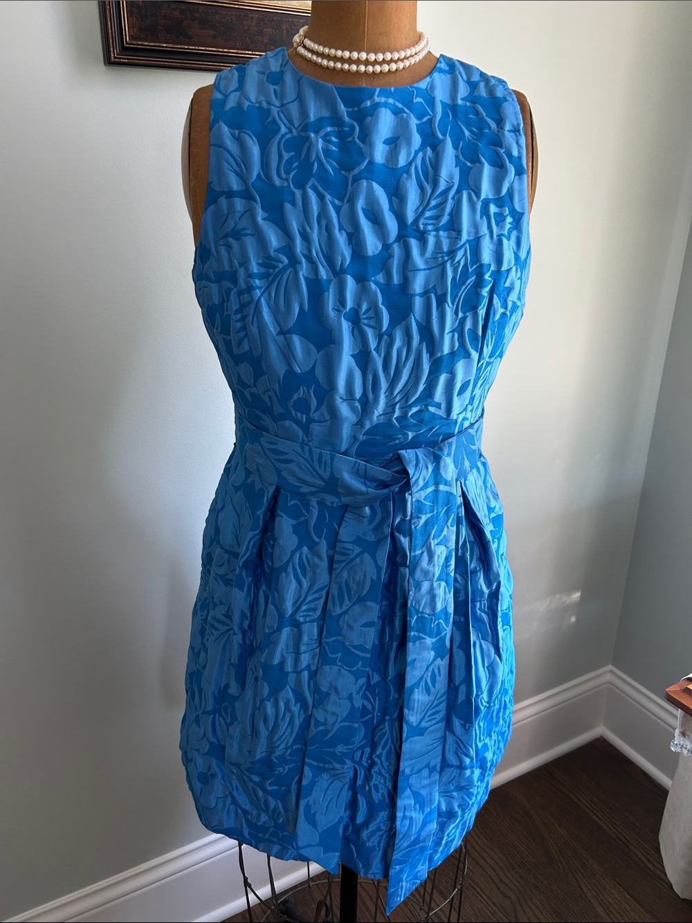 kate spade Blue Floral Textured Sleeveless Dress